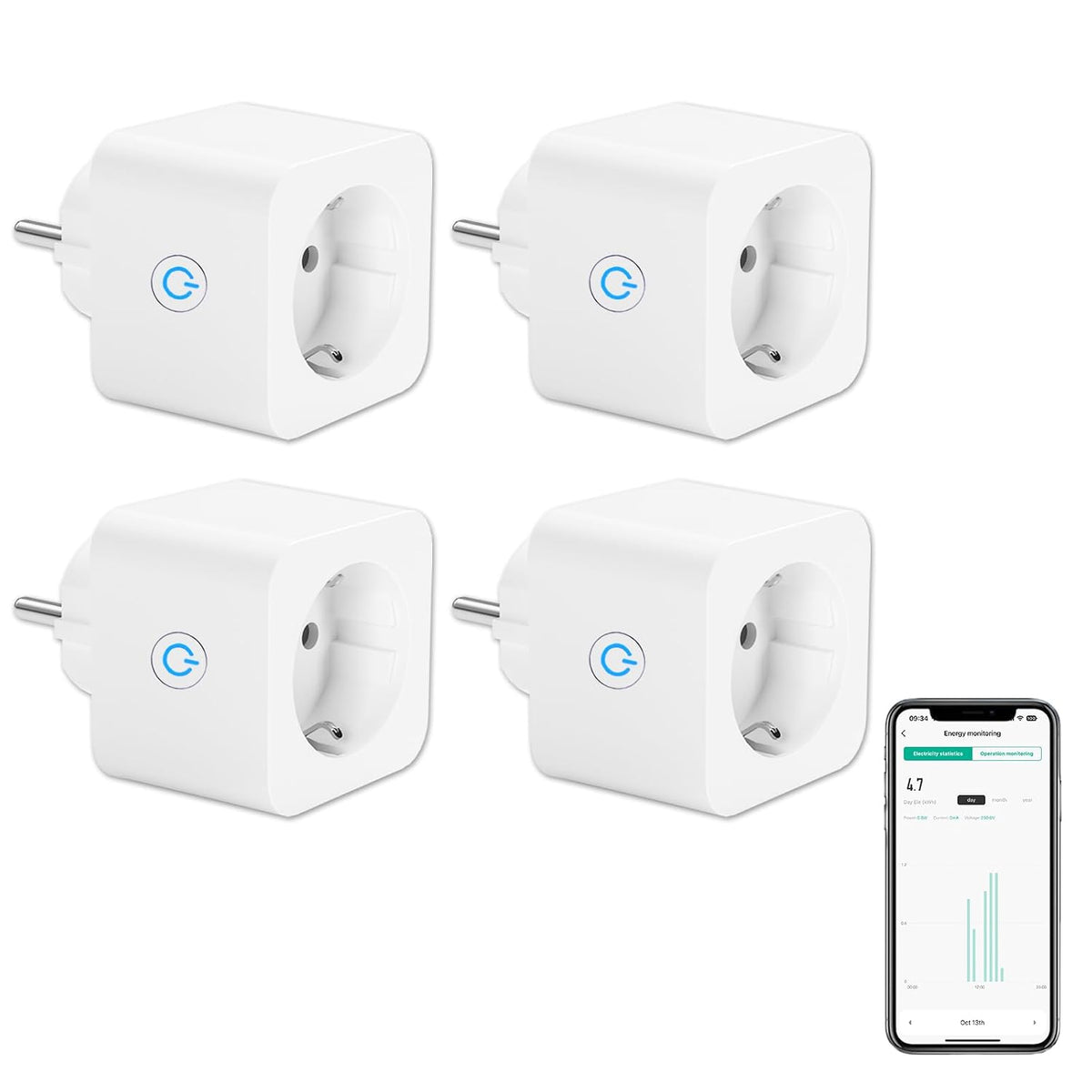 ANTELA WLAN Smart Steckdose 16A Stromverbrauch Messen