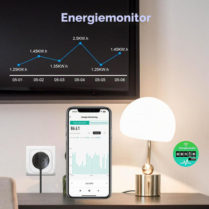 ANTELA WLAN Smart Steckdose 16A Stromverbrauch Messen