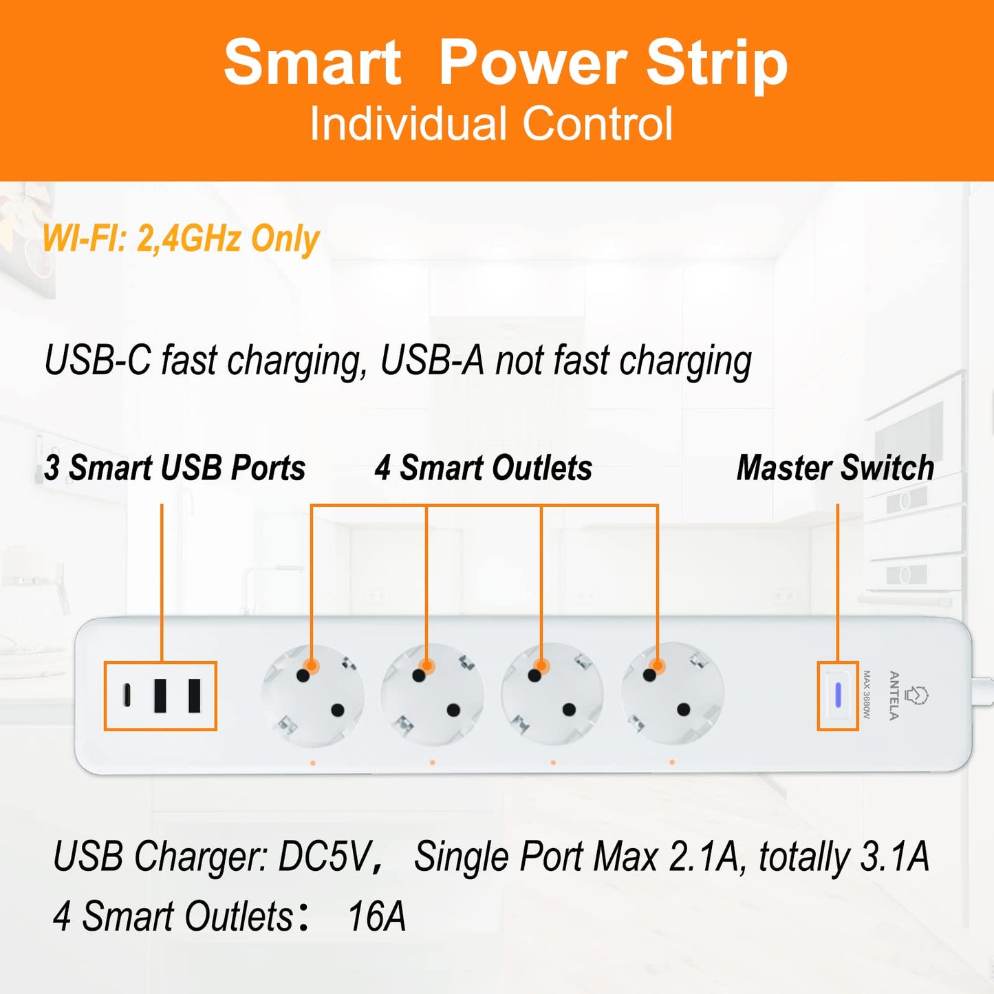 ANTELA Smart Wi-Fi Power Strip
